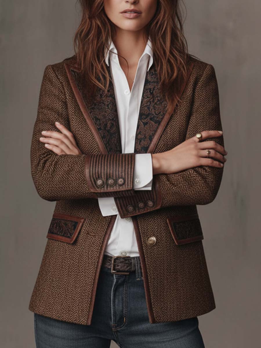 Gisèle | Blazer con inserti dalla stampa a chevron