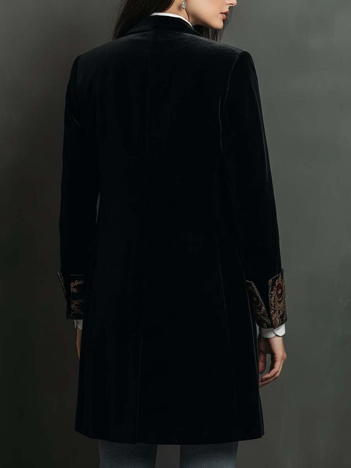 Léontine | Blazer aderente con stampa barocca nera