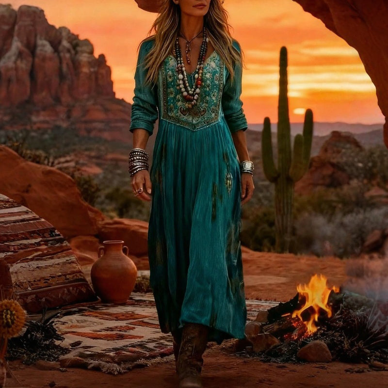Evelyn | Elegante abito lungo boho