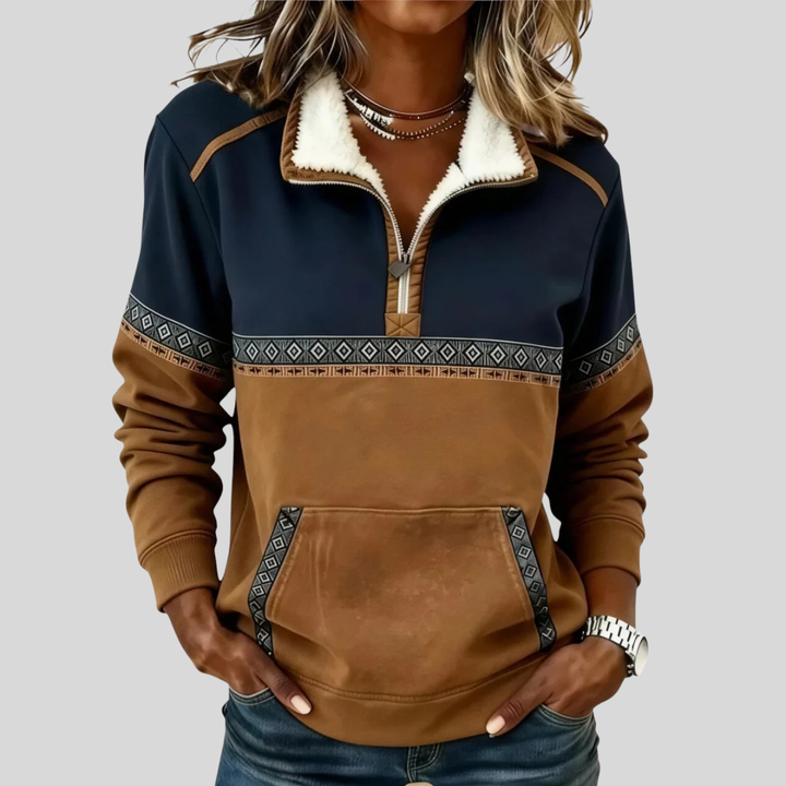 Alvette™ | Pullover con colletto sherpa e mezza zip