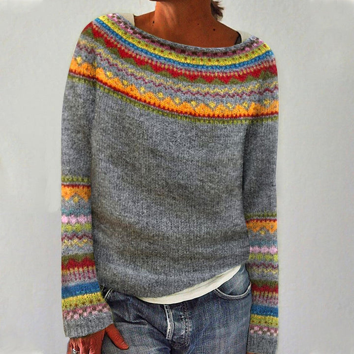Maglione in maglia con inserto arcobaleno Sylvie