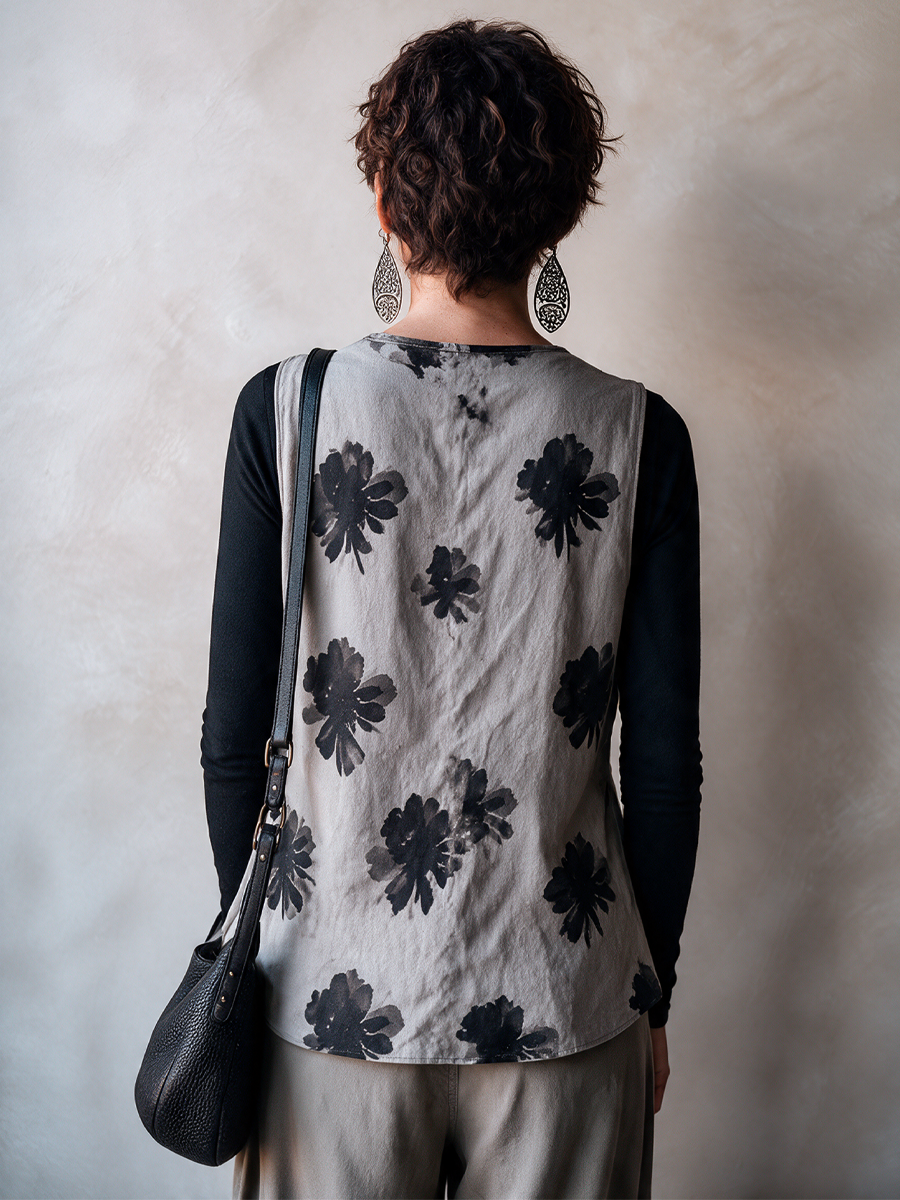 Gilet da donna vintage con stampa floreale e tre bottoni ZMZ2168H3SWL