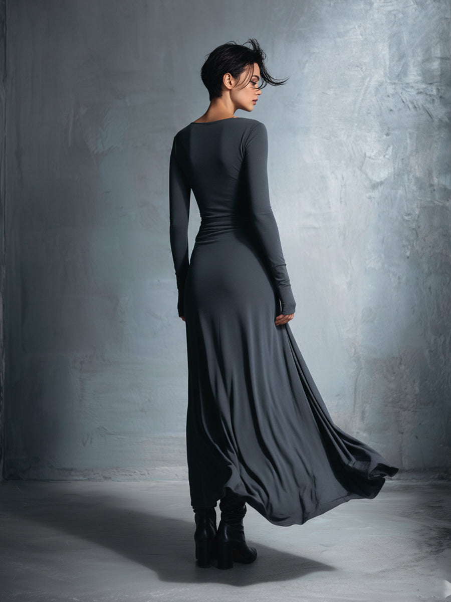 Naomie | Abito maxi con nodo in seta
