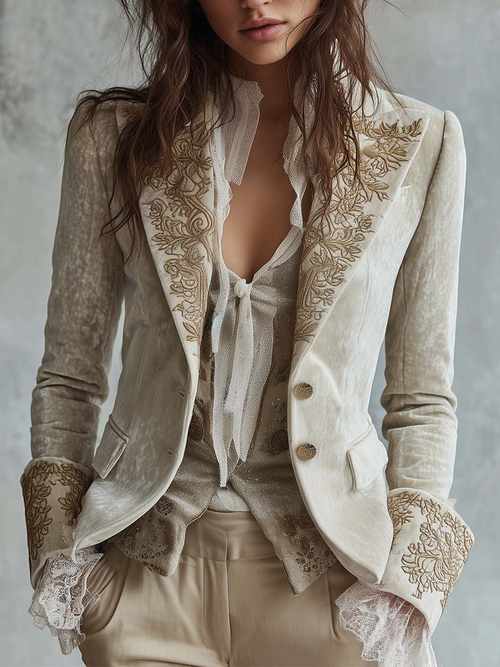 Constance | Blazer sartoriale avorio ricamato