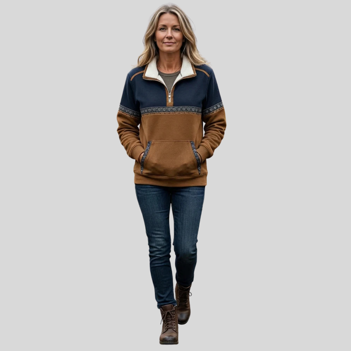 Alvette™ | Pullover con colletto sherpa e mezza zip