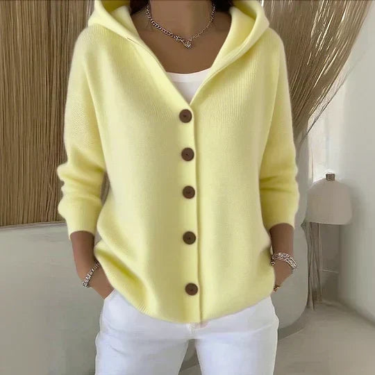 Darienne™ | Cardigan in maglia con cappuccio e chiusura a bottoni