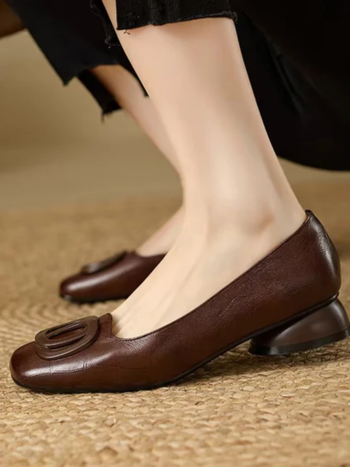 Ombeline | Ballerine in Pelle con Punta Quadrata