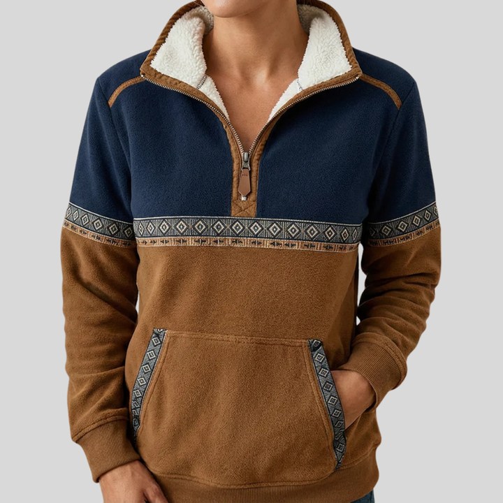 Alvette™ | Pullover con colletto sherpa e mezza zip