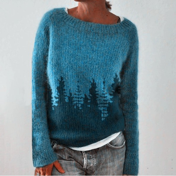 Maglione in maglia con motivo foresta Brigitte