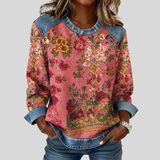Orabelle™ | Felpa con stampa floreale e dettaglio in denim