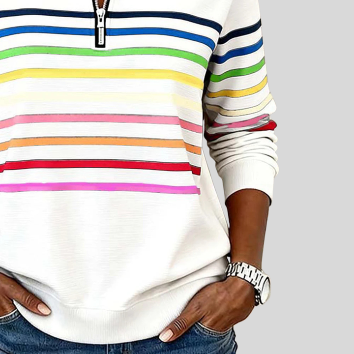 Prismette™ | Felpa a righe colorate con cerniera a un quarto