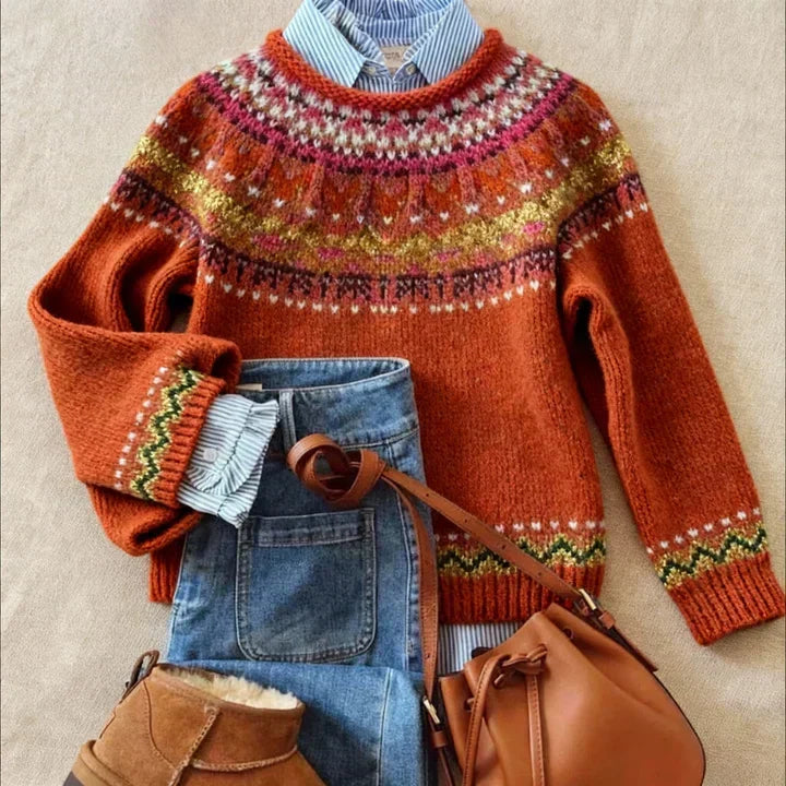 Maglione jacquard terracotta Juliette