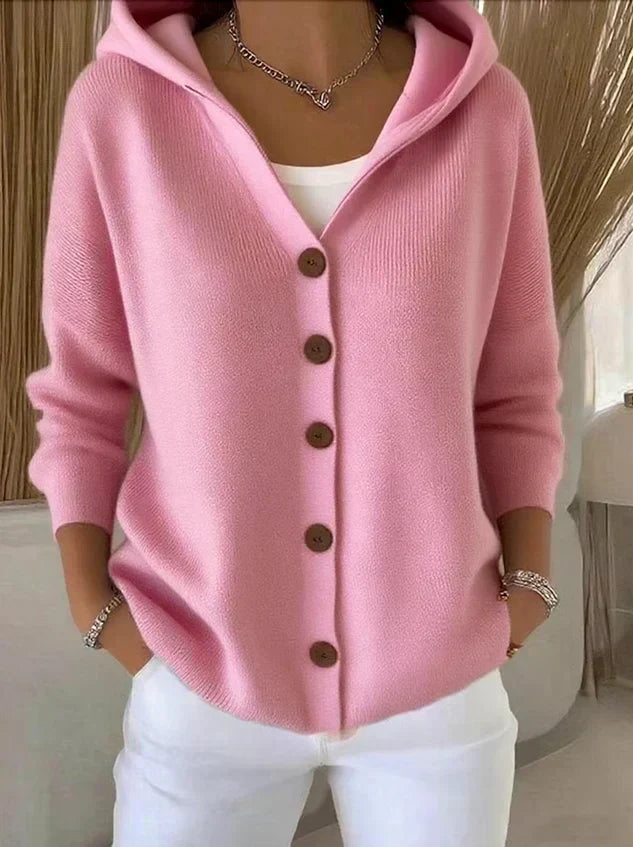 Darienne™ | Cardigan in maglia con cappuccio e chiusura a bottoni