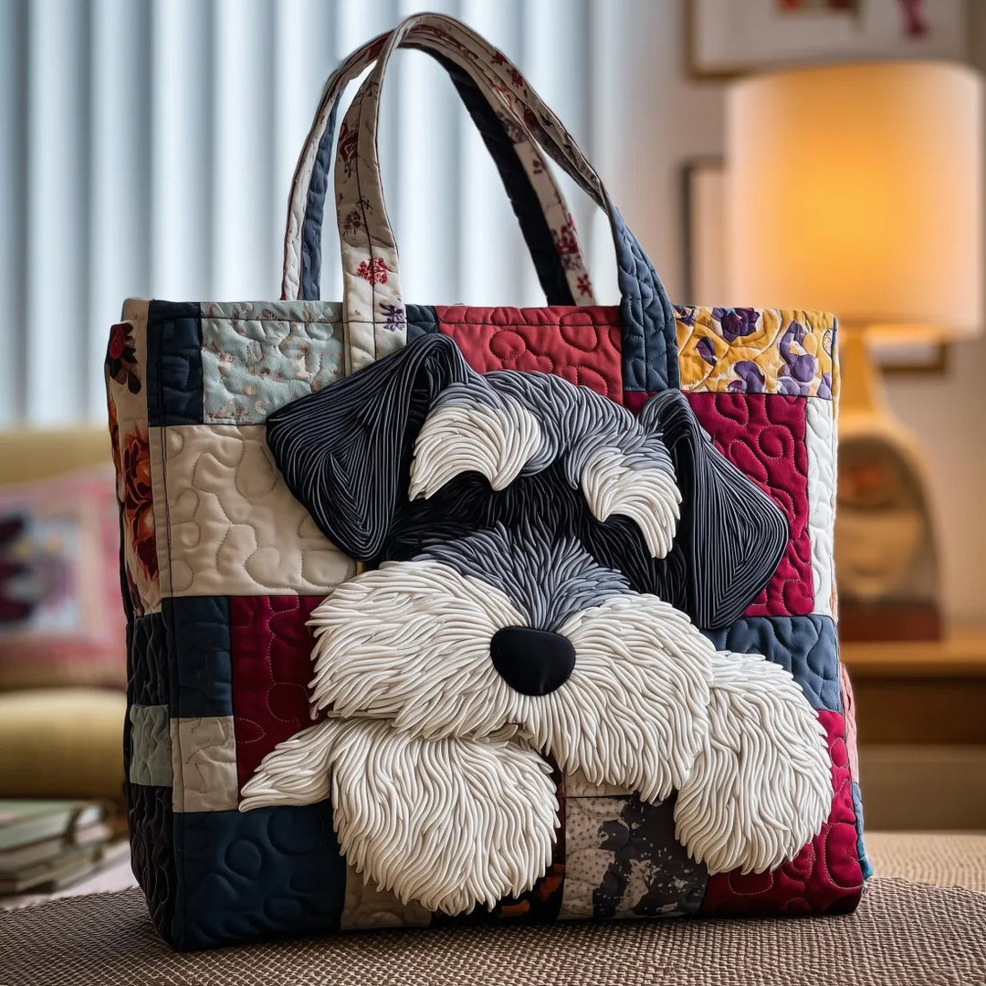 Borsa shopper trapuntata con schnauzer