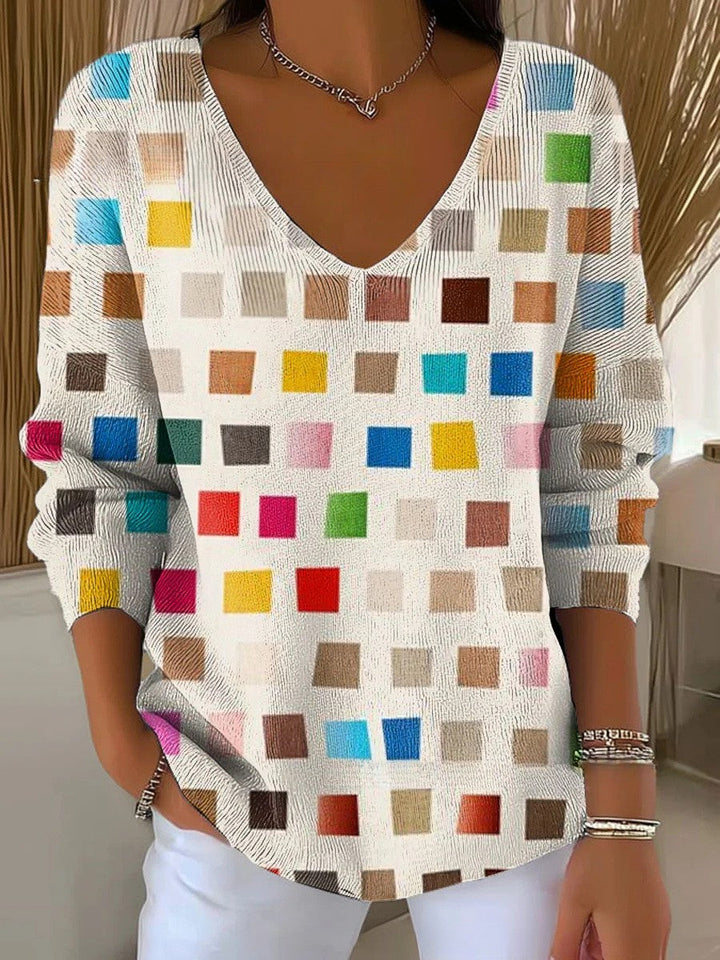Sabrine – Maglione Variopinto con Scollo a V