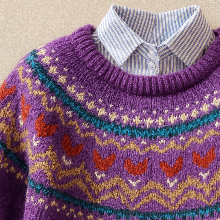 Maglione jacquard viola caldo Aveline