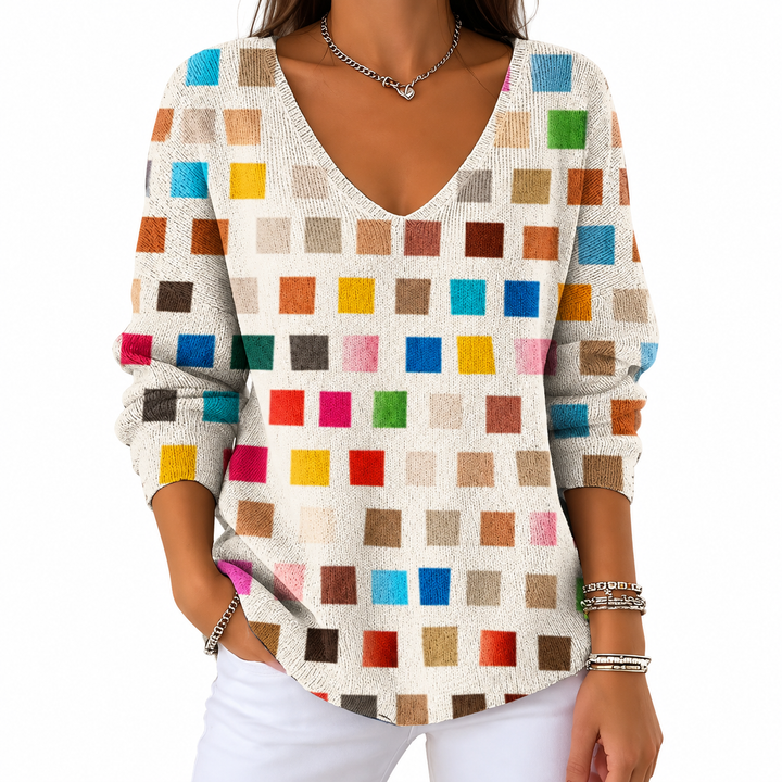 Sabrine – Maglione Variopinto con Scollo a V