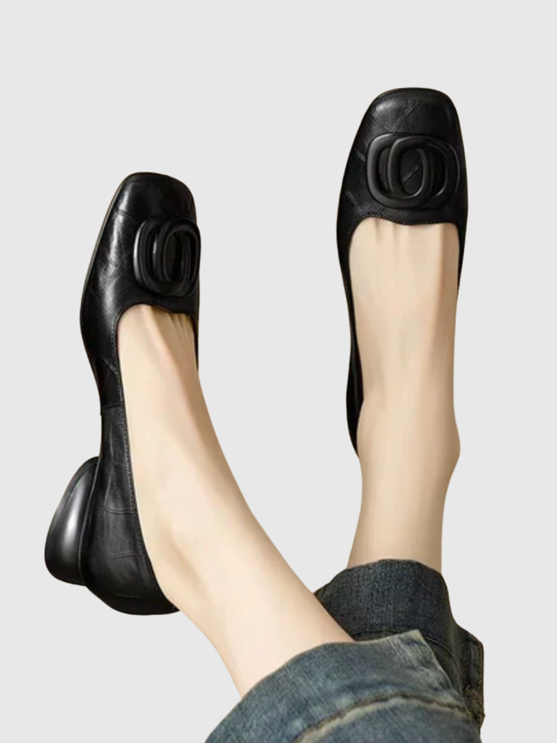 Ombeline | Ballerine in Pelle con Punta Quadrata
