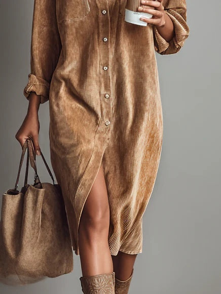 Estelle | Vestito midi in velluto a coste