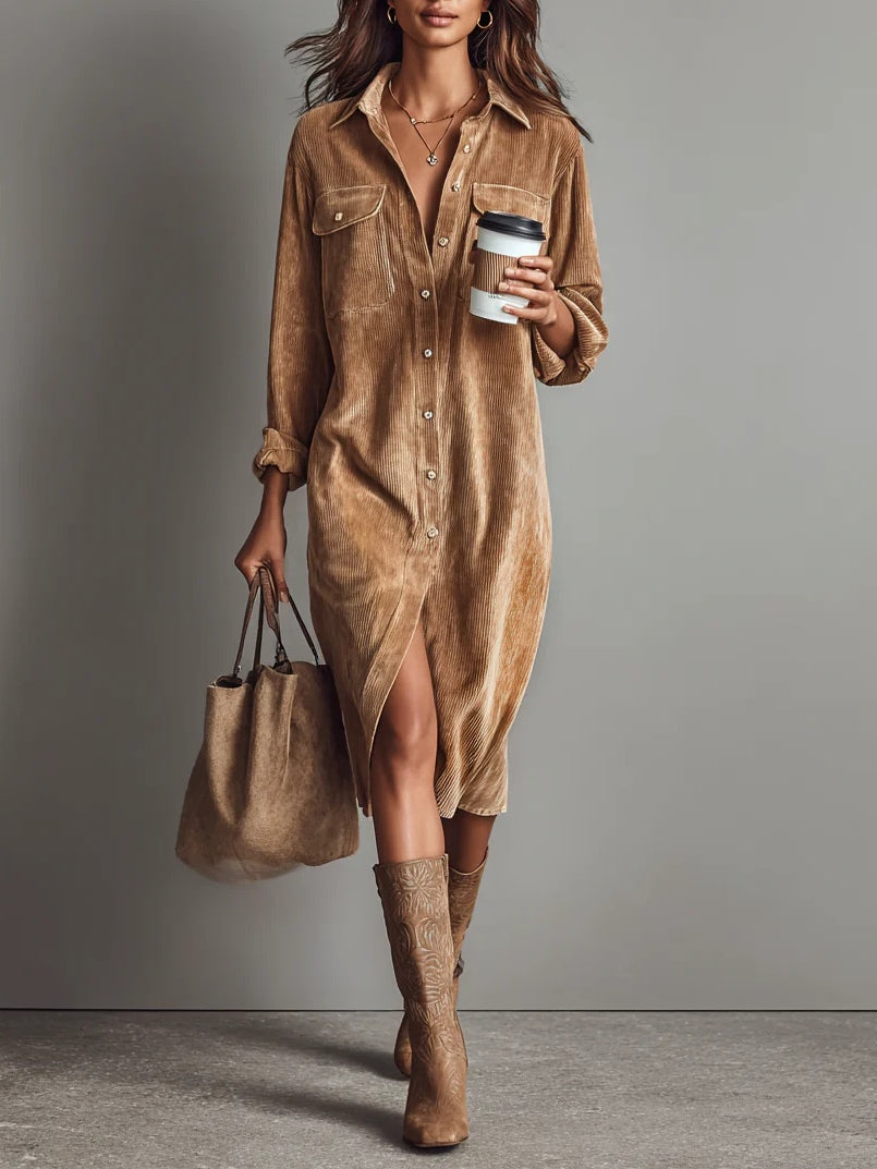 Estelle | Vestito midi in velluto a coste