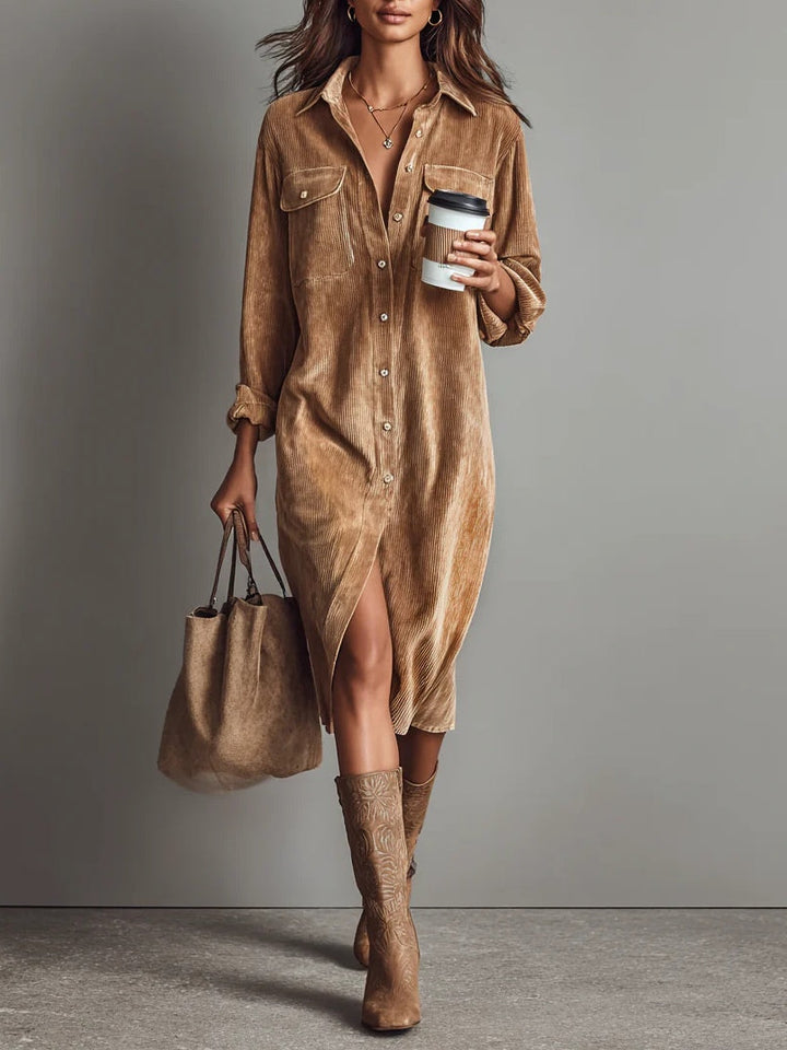 Estelle | Vestito midi in velluto a coste
