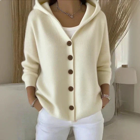 Darienne™ | Cardigan in maglia con cappuccio e chiusura a bottoni