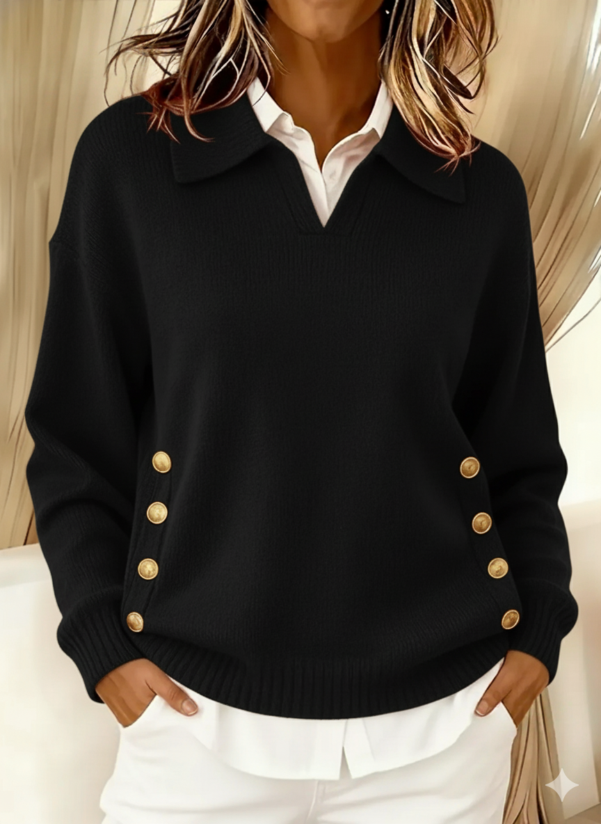 Vynette™ | Maglione con colletto e scollo a V