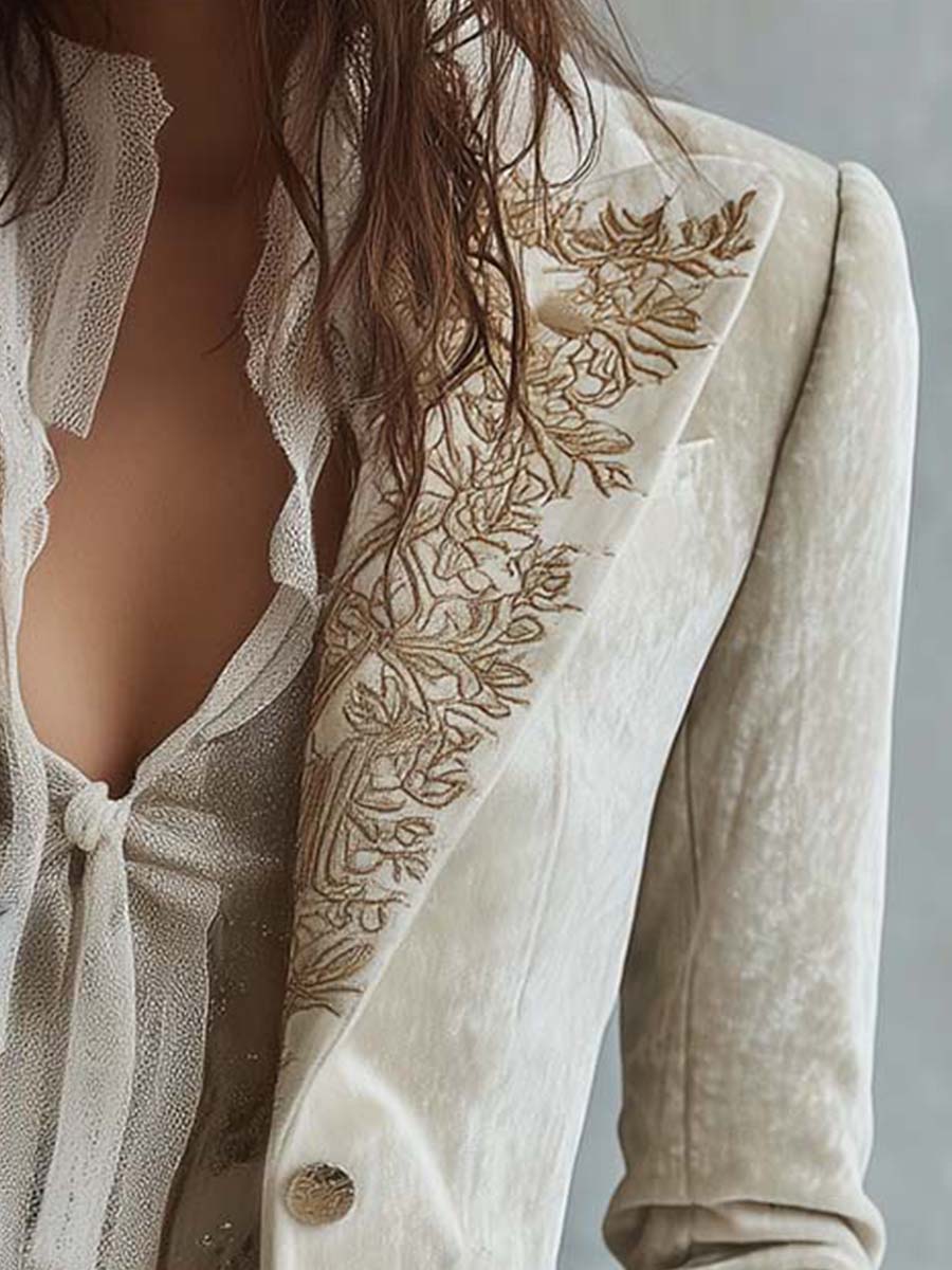 Constance | Blazer sartoriale avorio ricamato