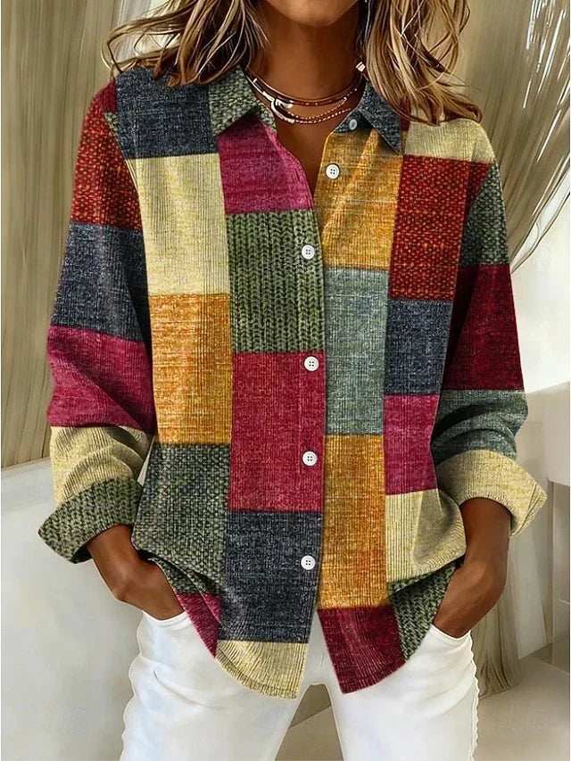 Merritt™ | Camicetta vintage patchwork con bottoni sul davanti