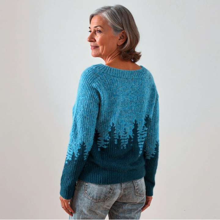 Maglione in maglia con motivo foresta Brigitte