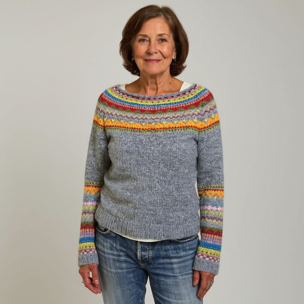 Maglione in maglia con inserto arcobaleno Sylvie
