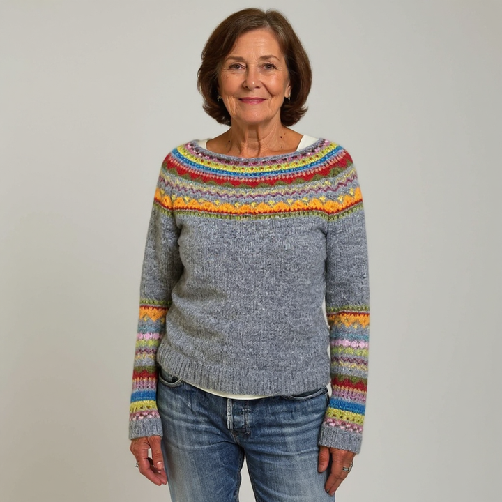 Maglione in maglia con inserto arcobaleno Sylvie