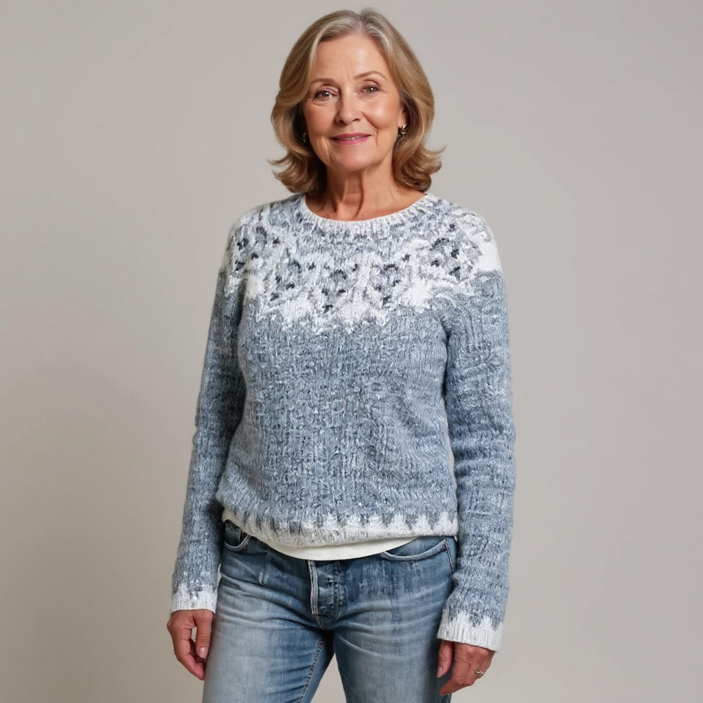 Maglione in maglia con inserto effetto brinato Léa
