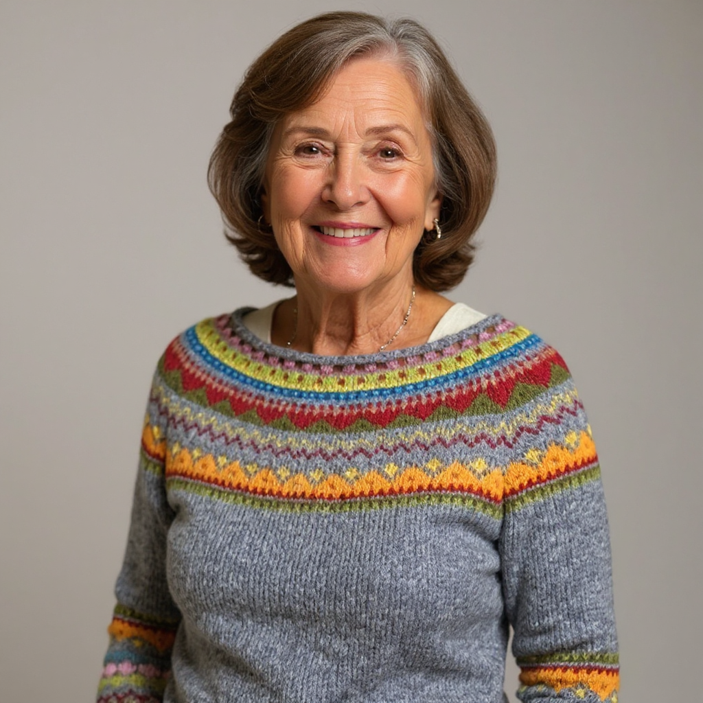 Maglione in maglia con inserto arcobaleno Sylvie