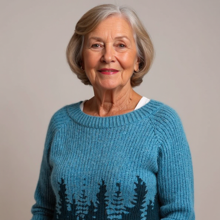 Maglione in maglia con motivo foresta Brigitte