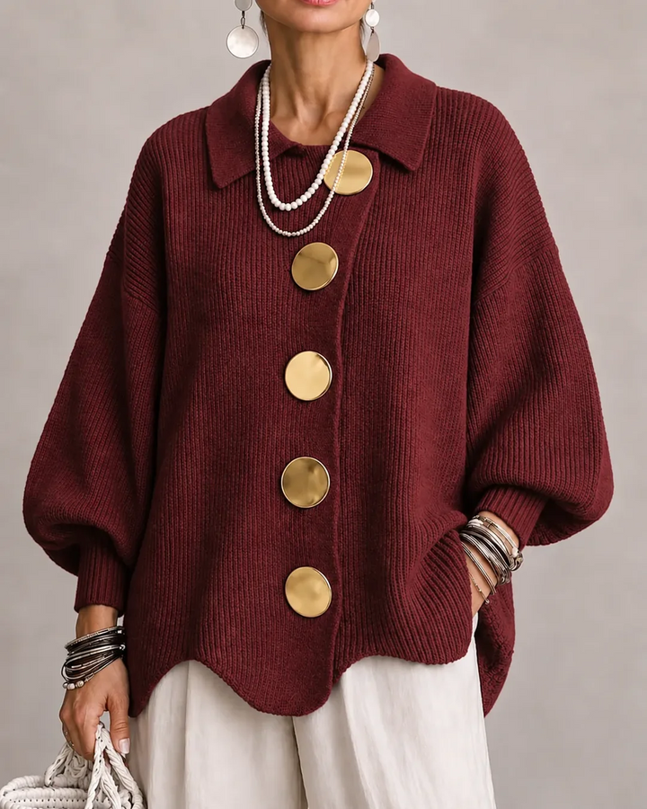 Francesca | Cardigan Oversize con Colletto e Bottoni