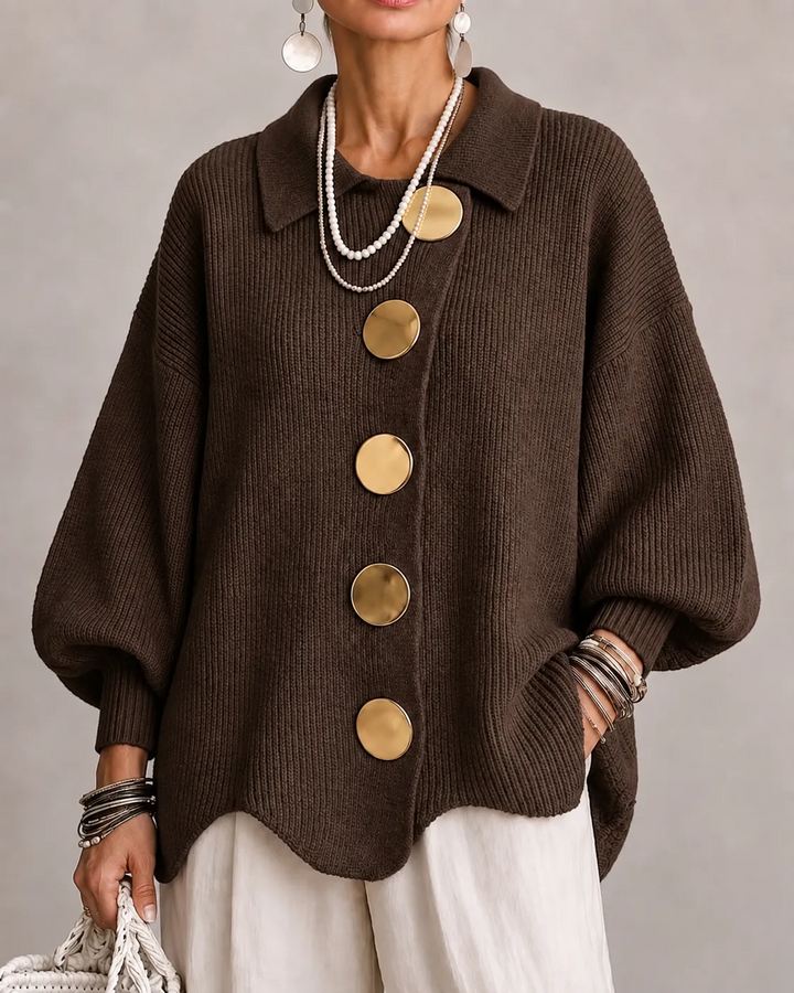 Francesca | Cardigan Oversize con Colletto e Bottoni