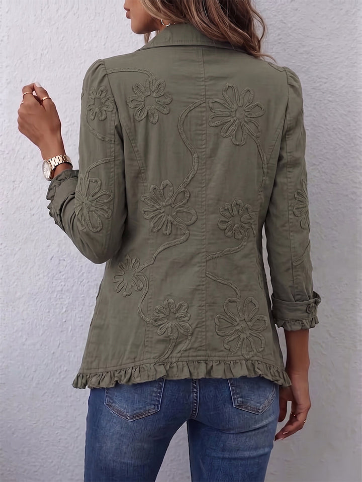 Faustine | Giacca Utility Ricamata a Fiori in Stile Bohémien