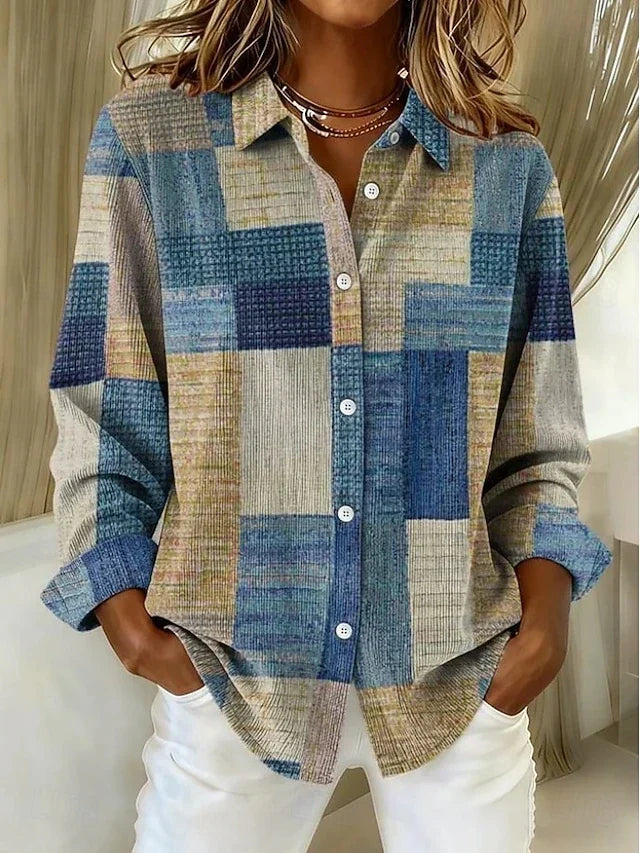 Merritt™ | Camicetta vintage patchwork con bottoni sul davanti